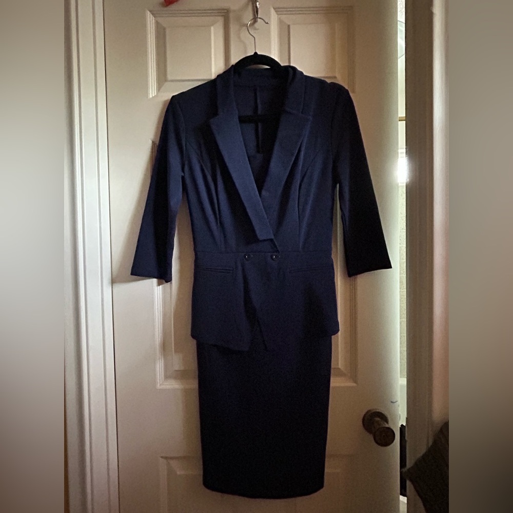 Navy Blue Blazer and Skirt Set